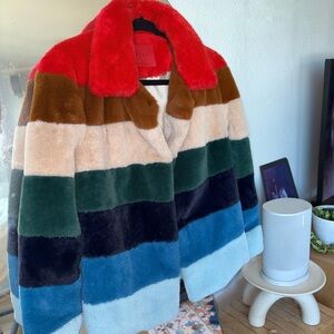 Blank NYC Multicolor Striped Teddy Jacket